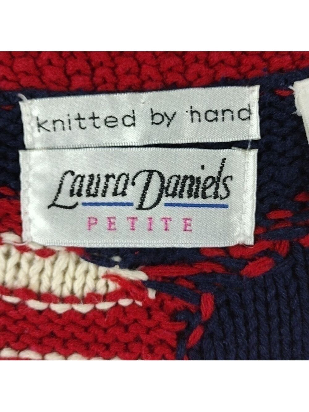 Laura Daniels Knitted By Hand Sleeveless Button Front Patriotic Sweater Vest - Picture 5 of 10
